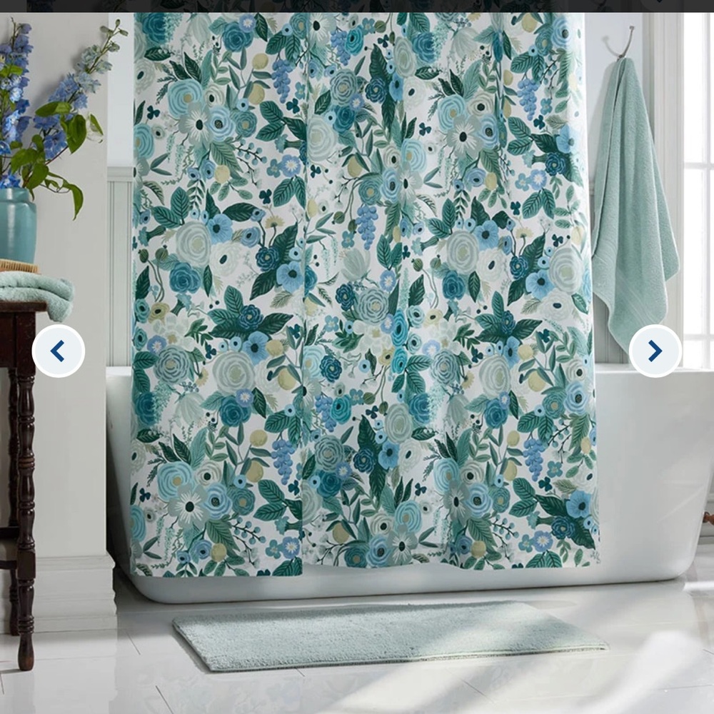 Rifle Paper Co. Blue and Green Floral Shower Curtain
